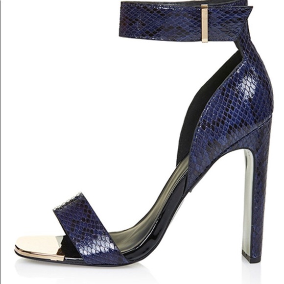 Topshop Shoes - Topshop Blue Faux Snake Skin High Heel Sandals 8.5